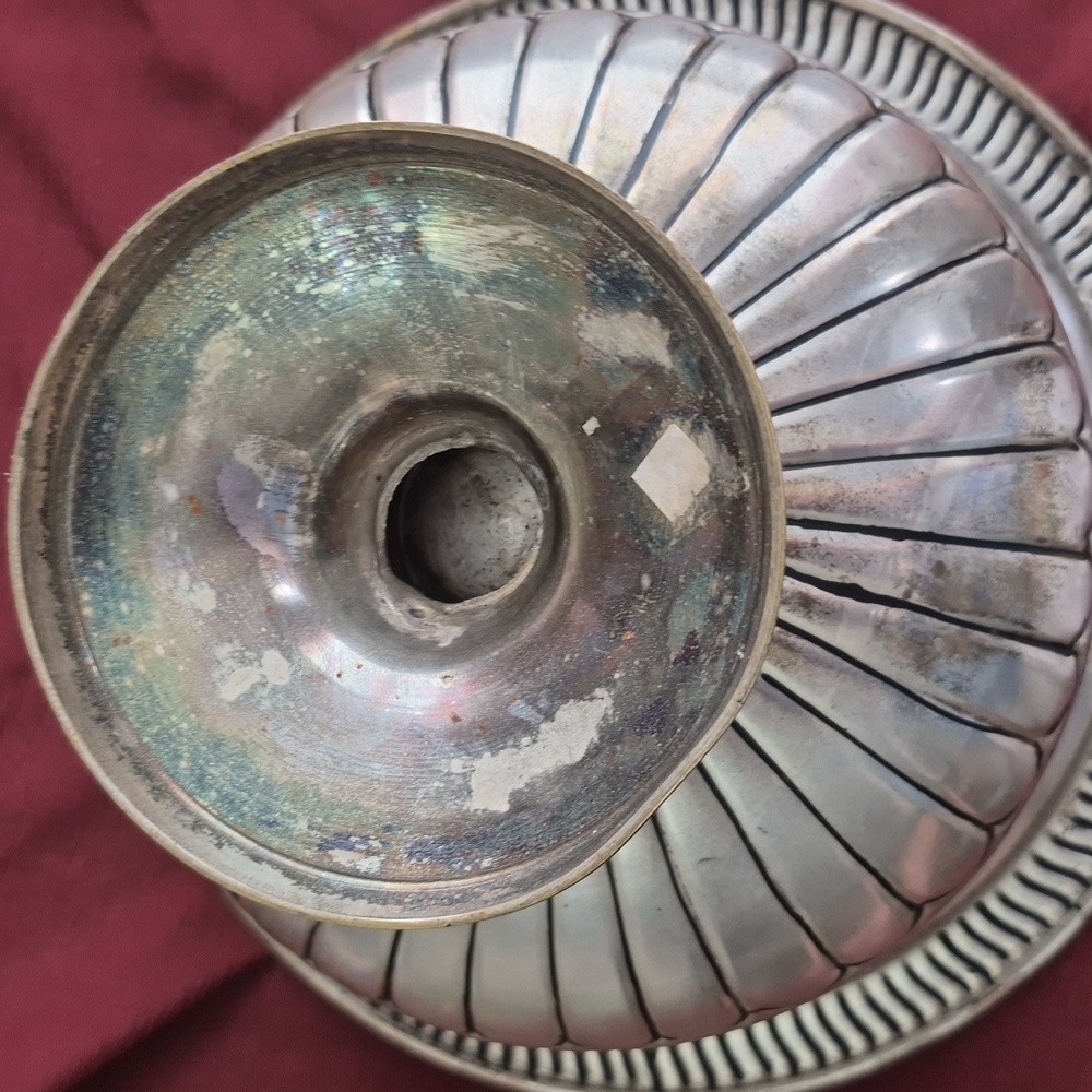 Decorative Silver On Brass Pedestal Bowl - Picture 4 of 4